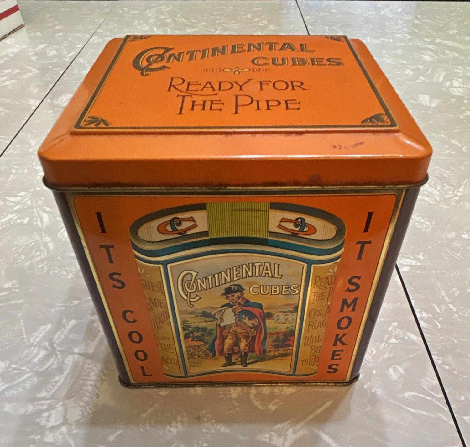 Continental Cubes Vintage Pipe Tobacco Tin Can 