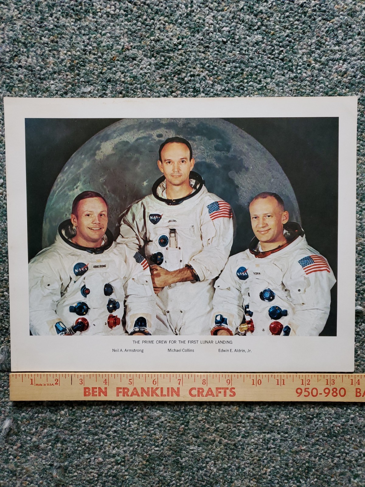 NASA CREW OF LUNAR LANDING MISSION 1969 ARMSTRONG, COLLINS,ALDRIN NASA CREW OF LUNAR LANDING MISSION 1969 ARMSTRONG, COLLINS,ALDRIN