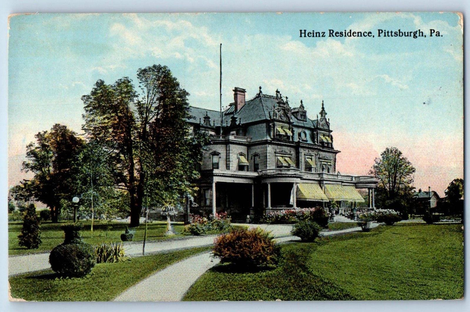 1910 Pittsburgh Pennsylvania PA Vintage Postcard Heinz Residence Building Garden