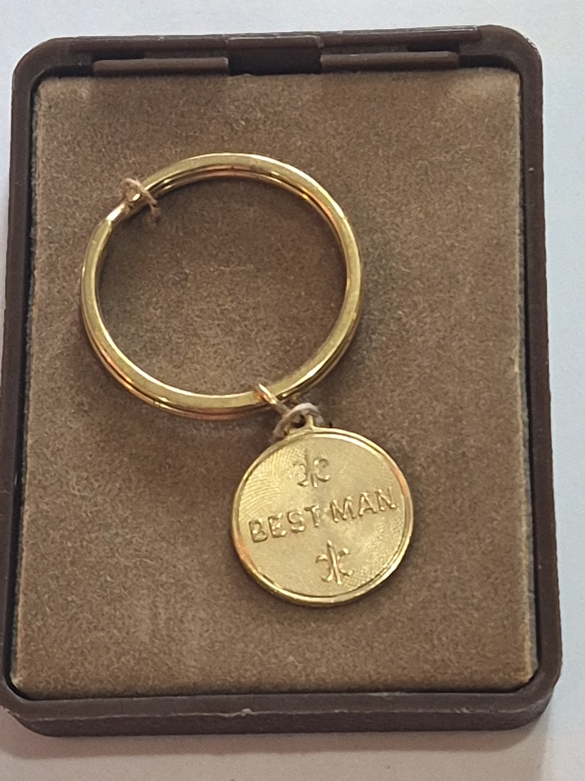 1970\'s Modern Vintage Engraved Best Man Key Ring Gold Plated Unused Original Box