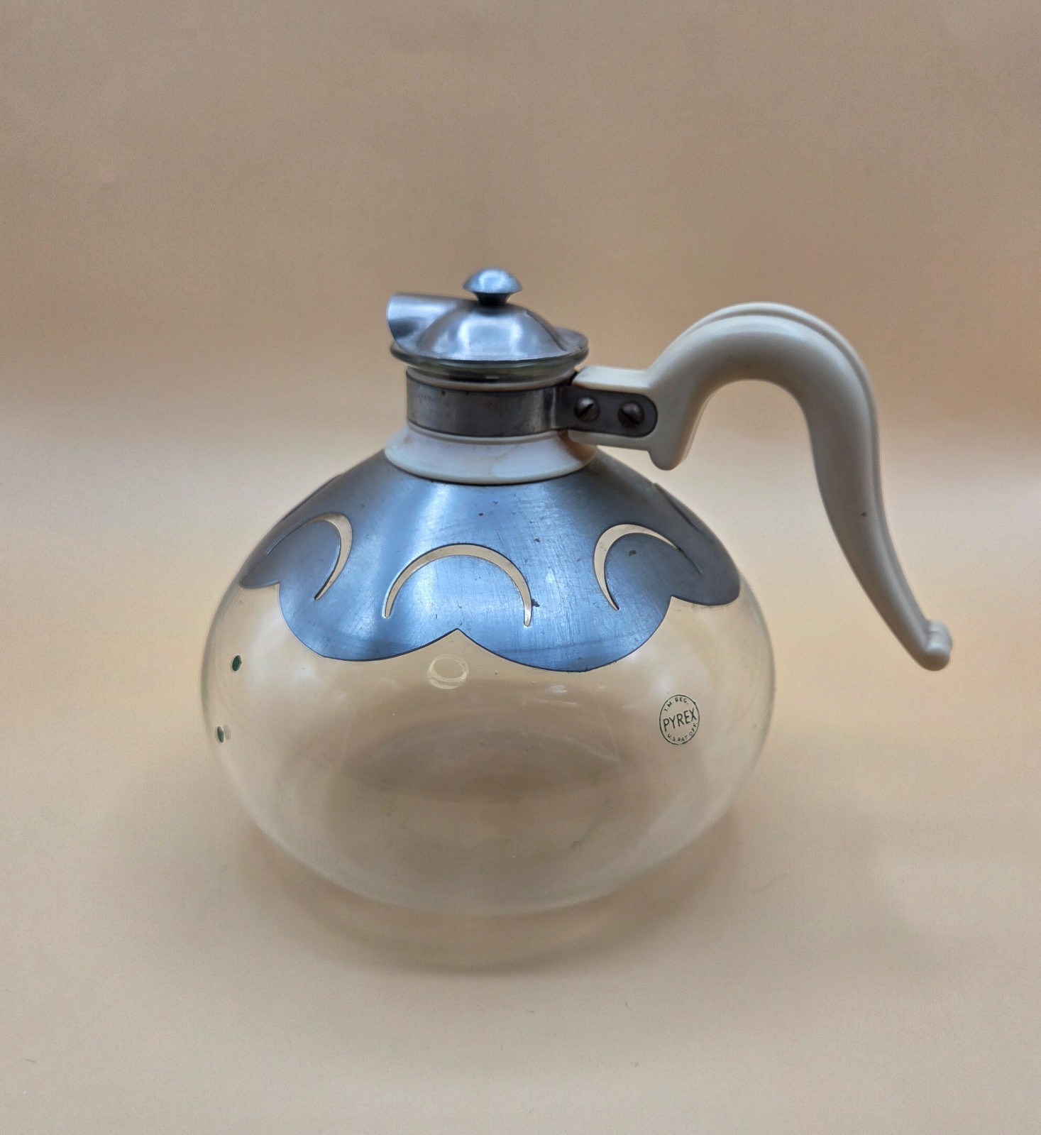 Vintage very rare  1930s/40s Silex PYREX Patent Coffee Pot Scalloped Metal MCM