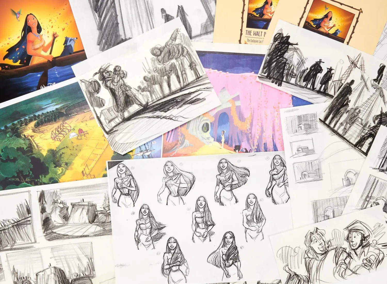 Disney Pocahontas Crew Programs & Concept Art Copies Set Dean Cundey Coll COA