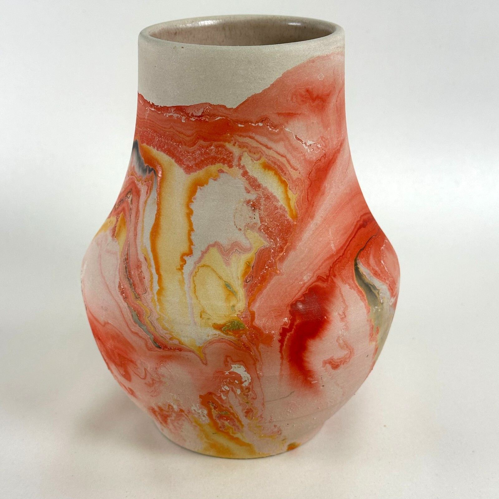 Nemadji Vase Native American Pottery Oranges - 6 1/2