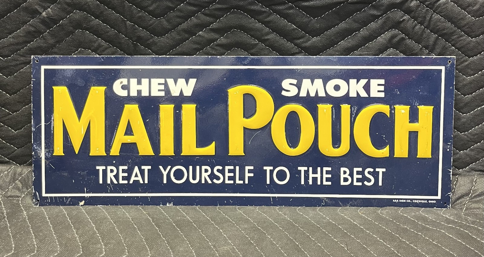 Vintage Mail Pouch Tobacco Embossed Metal Sign (7.5 x 21) Vintage Mail Pouch Tobacco Embossed Metal Sign (7.5 x 21)