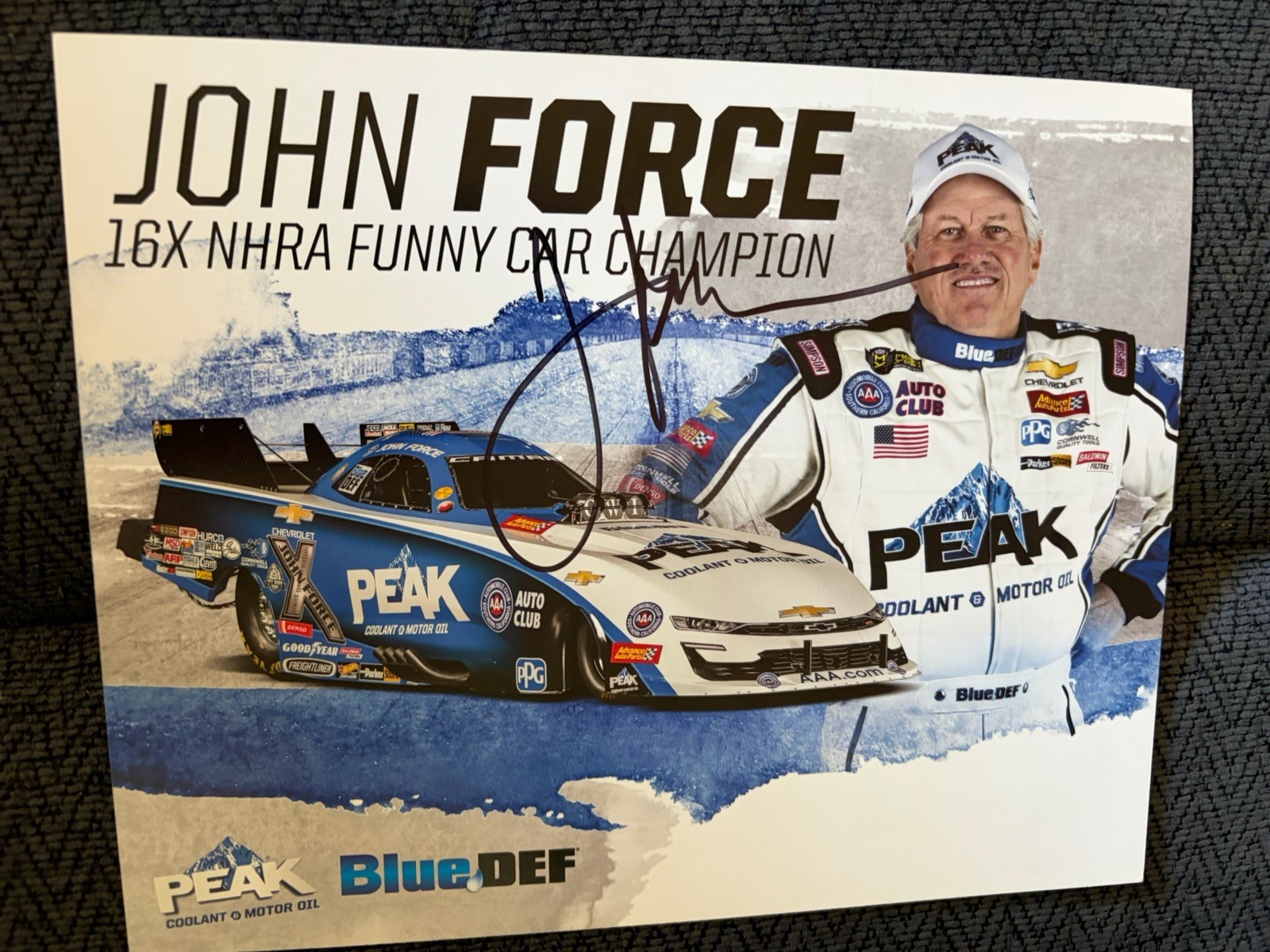 John Force Signed Promo Card Nhra Drag Racing Autographed John Force Signed Promo Card Nhra Drag Racing Autographed