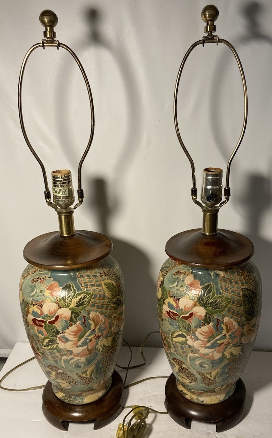 FREDRICK COOPER Gorgeous Matched Pair Hand Painted Raised Floral 29 FREDRICK COOPER Gorgeous Matched Pair Hand Painted Raised Floral 29