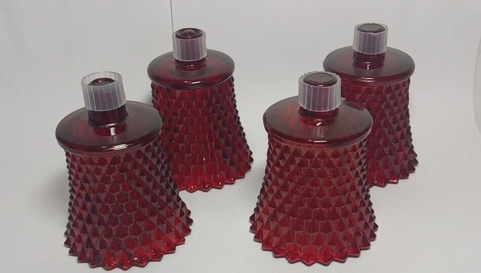 Ruby Red Diamond Glass Votive/ Candle Holders Set Of 4
