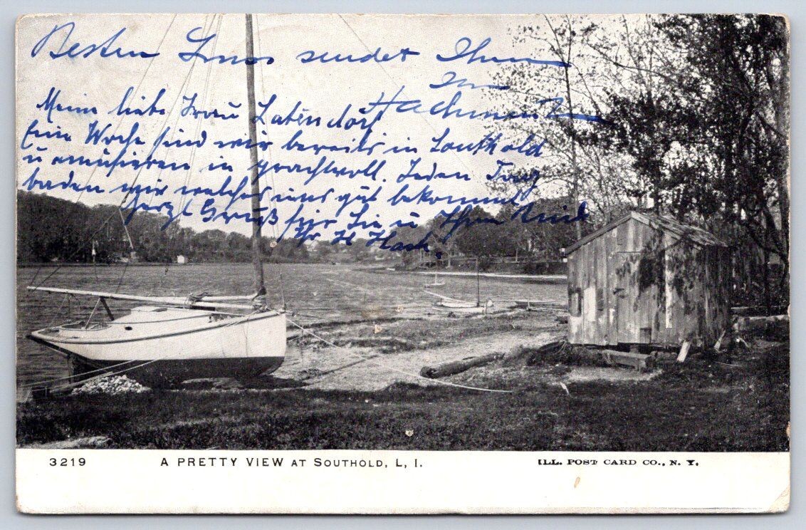 Antique New York Postcard SOUTHOLD Long Island Sailboat 1905