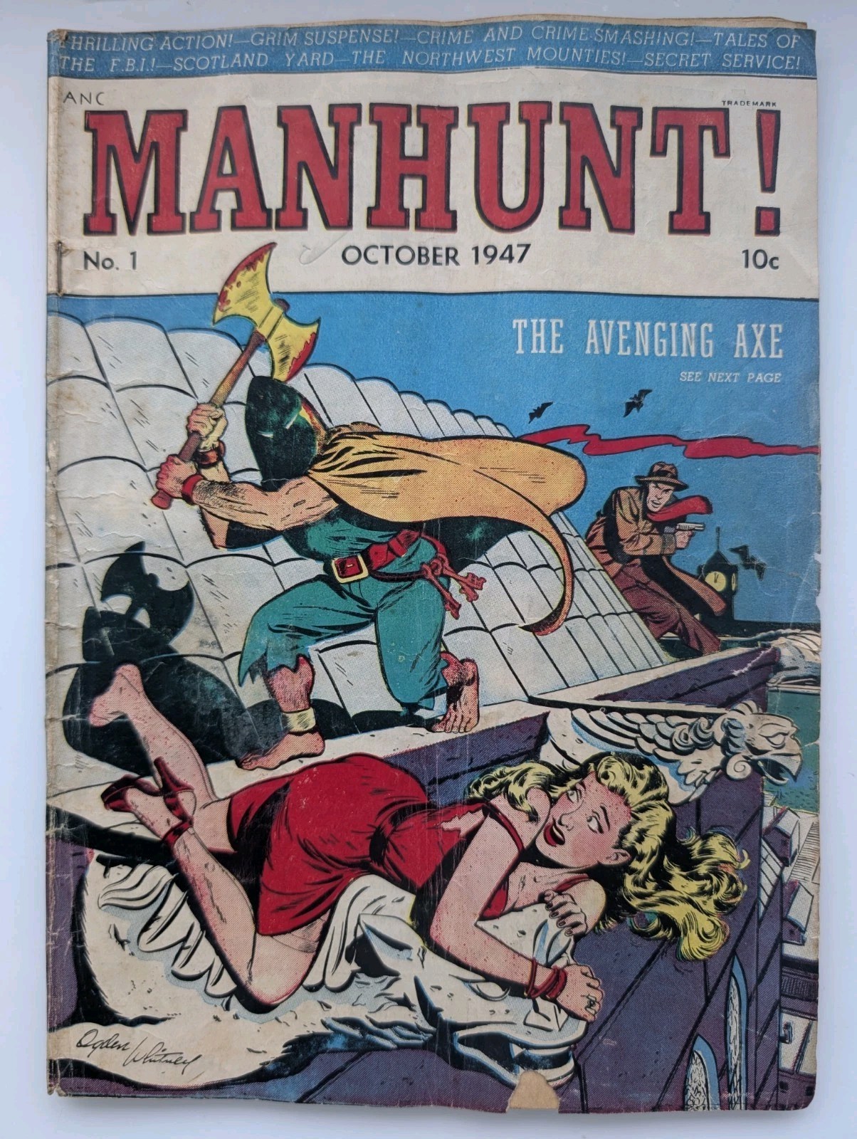 Manhunt 1 Pre Code Horror Frazetta & LB Cole Golden Age GGA Lower Grade ME 1947