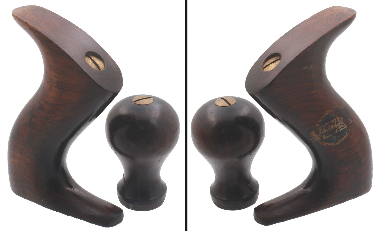 Founder's Grade Rosewood Hdls. w/ Decal for Stanley No. 4 Plane - mjdtoolparts Founder's Grade Rosewood Hdls. w/ Decal for Stanley No. 4 Plane - mjdtoolparts