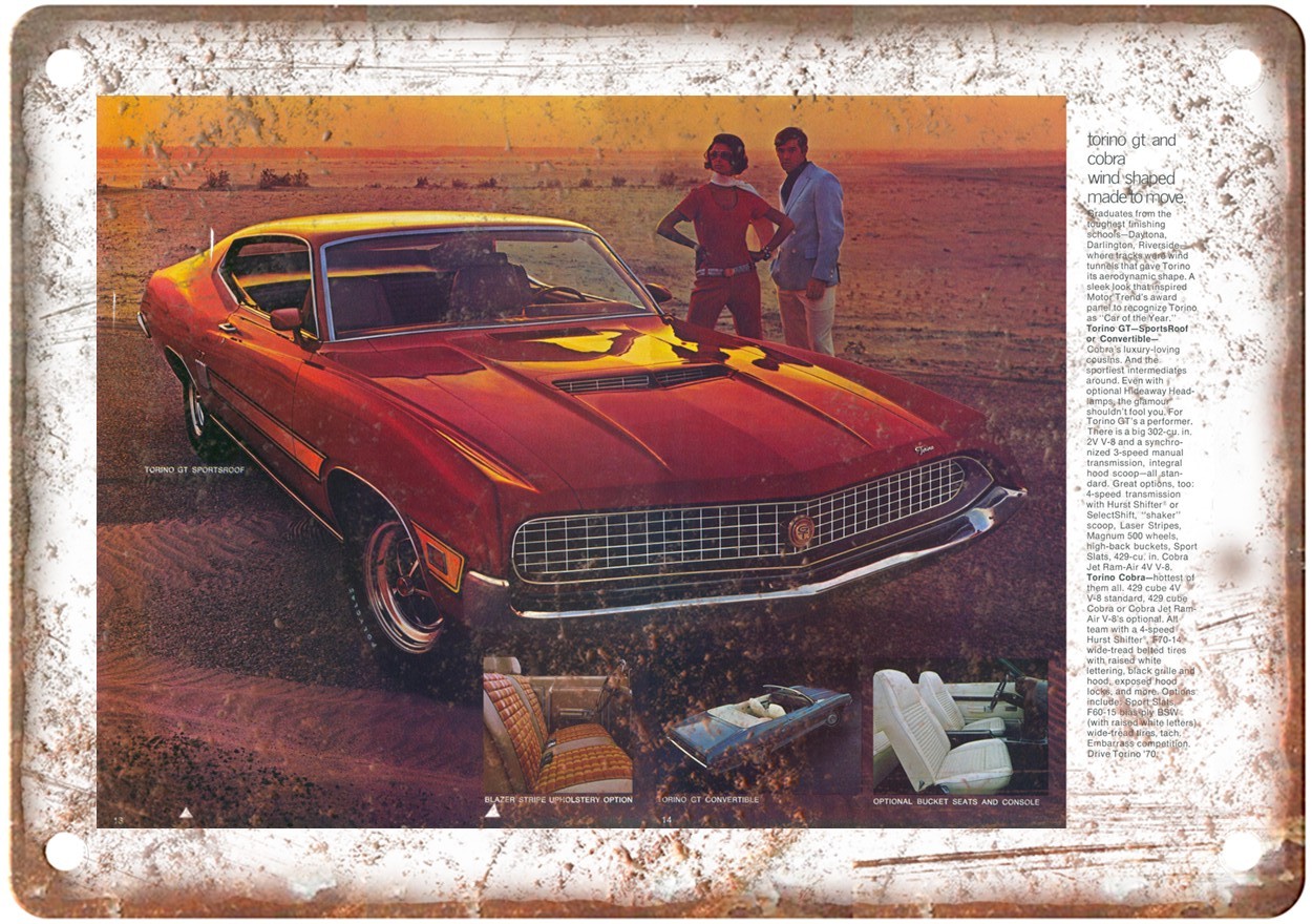 1970 Ford Torino Vintage Automobile Advertising Retro Look Metal Sign AN2249 1970 Ford Torino Vintage Automobile Advertising Retro Look Metal Sign AN2249