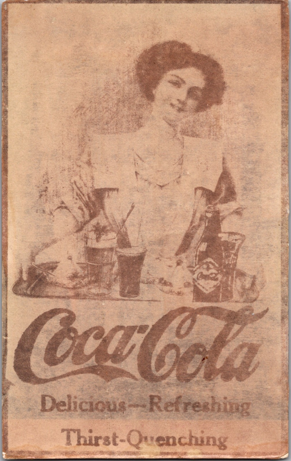 Antique 1900s Coca-Cola Woman Soda Fountain Advertising Postcard Coke