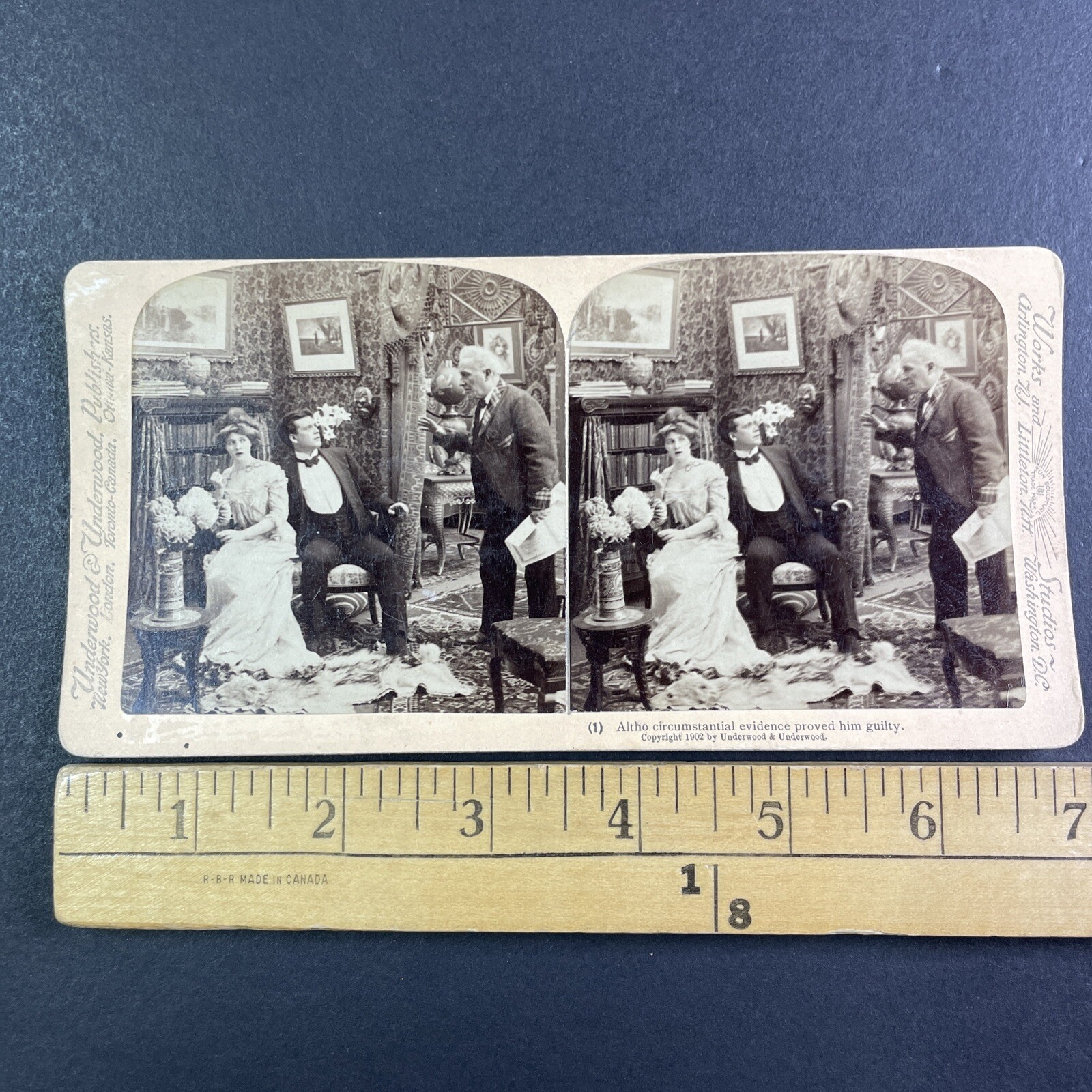 Dramatic Stereoview Underwood & Underwood 1902 Edwardian Curved Mount Dramatic Stereoview Underwood & Underwood 1902 Edwardian Curved Mount