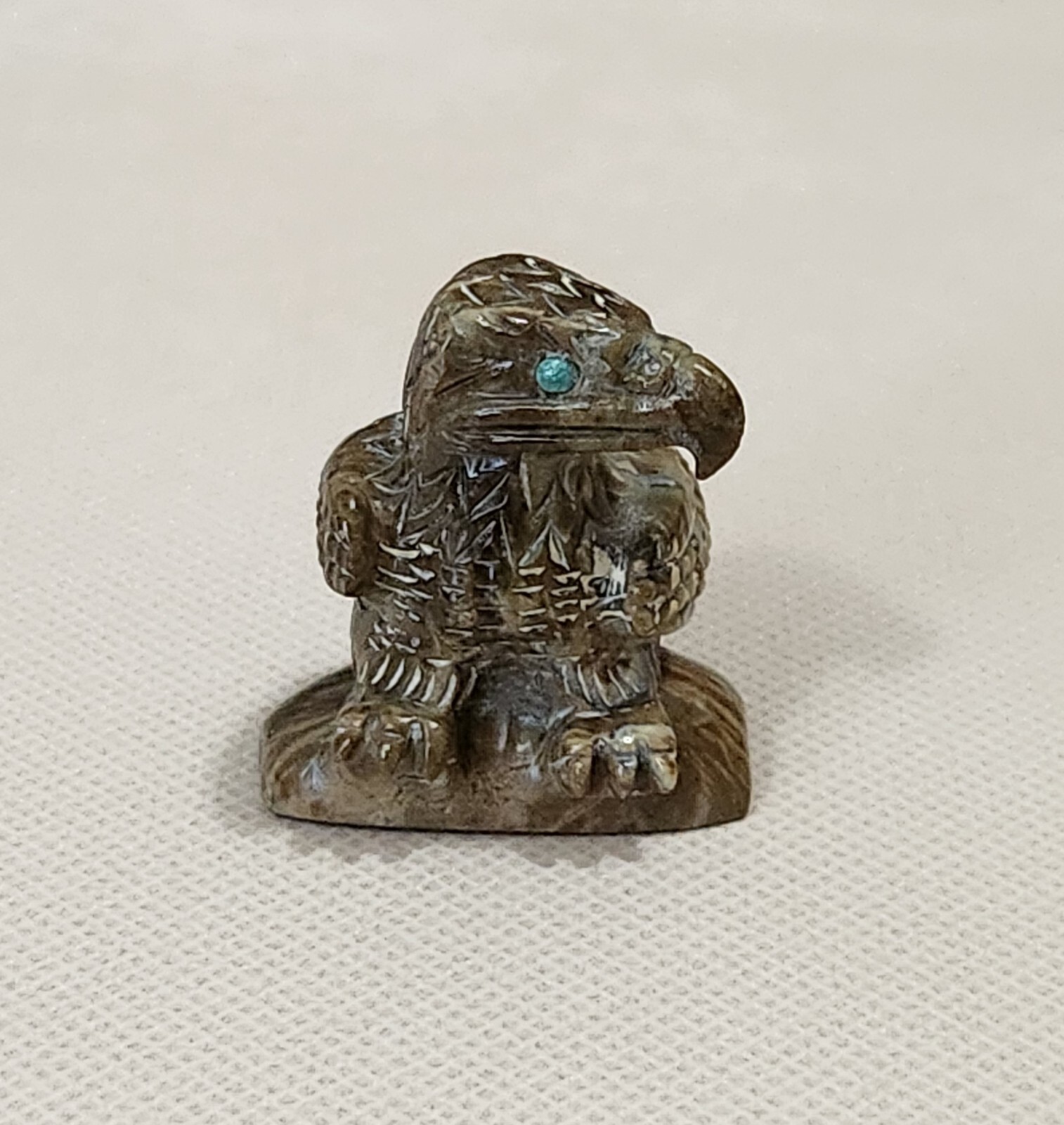 Native American Zuni DAN QUAM (d.) Picasso Marble Eagle Fetish Signed