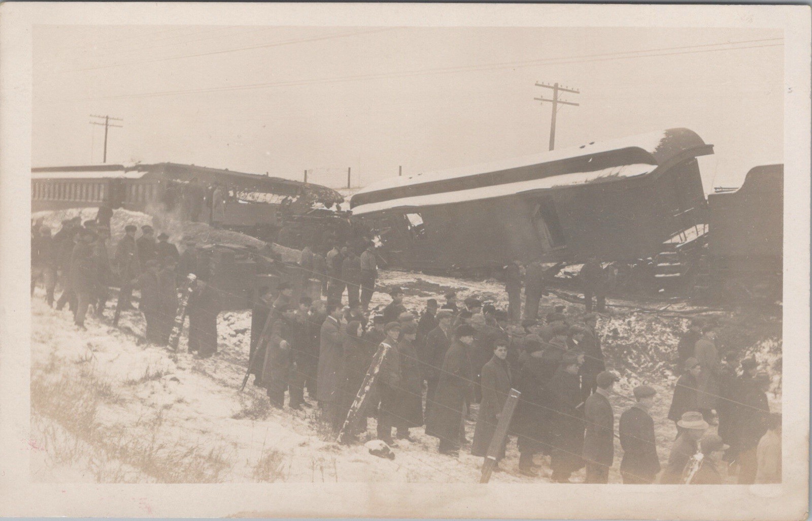 RPPC Disaster- Real Photo Postcard- Railroad Wreck with Bystanders - C 1907-1918