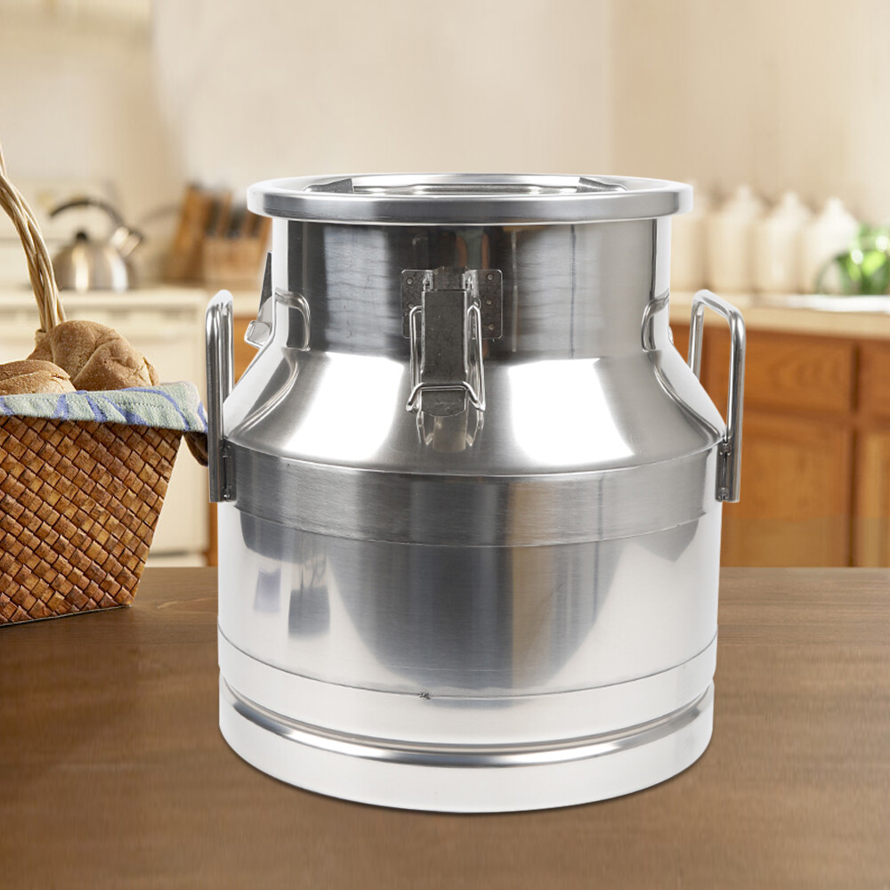 12L 304Stainless Steel Milk Can Wine Pail Bucket Jug Oil Barrel Canister Bottle