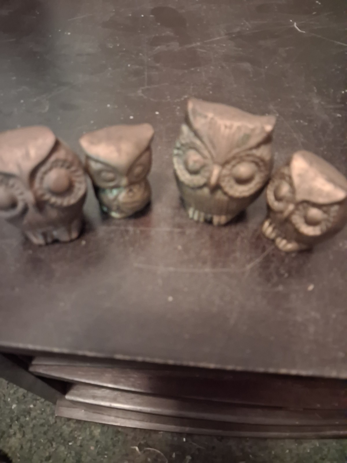 4 Vintage Brass Owls,2 are solildBrass 4 Vintage Brass Owls,2 are solildBrass