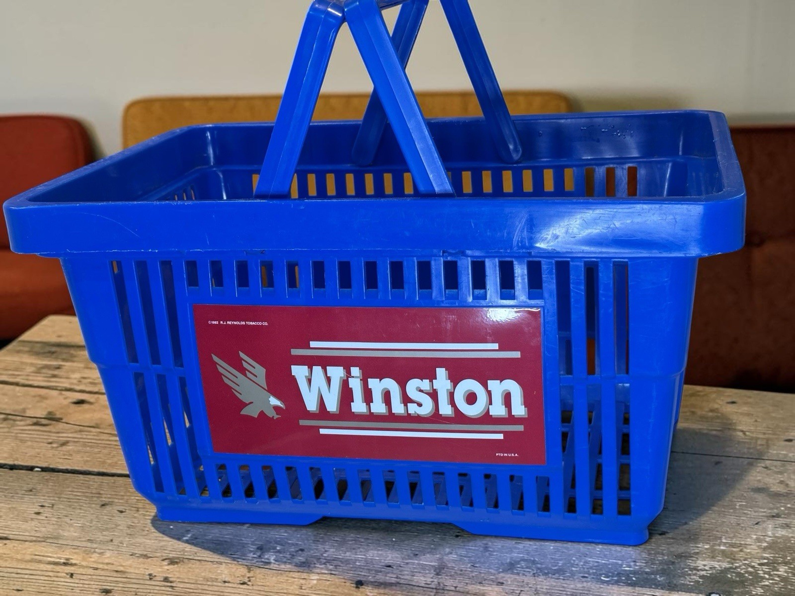 Vintage 1992 Winston Cigarettes Plastic Shopping Basket RJ Reynolds Advertising