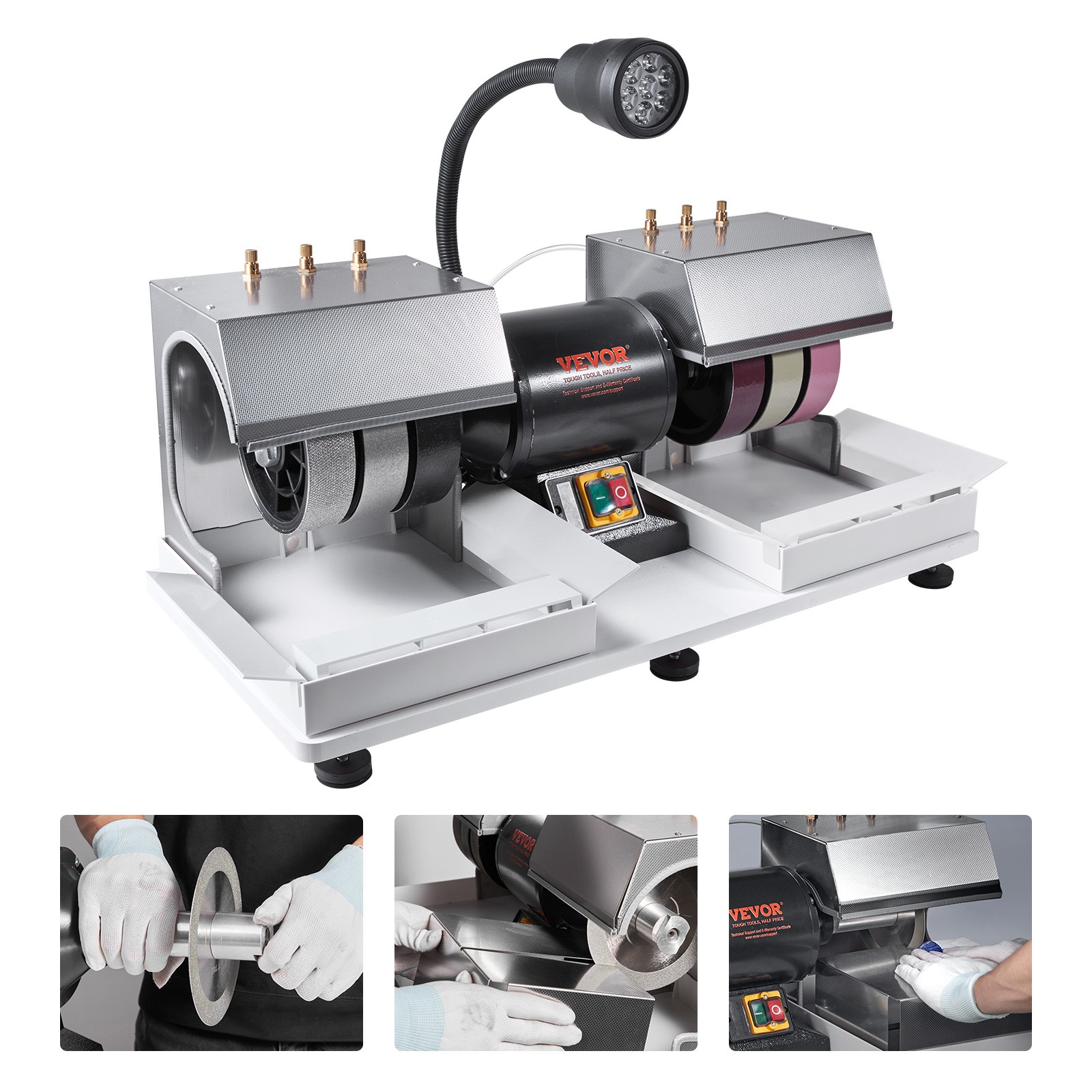 VEVOR 6in Cabbing Machine Lapidary Rock Grinder Polisher Gem Faceting Machine
