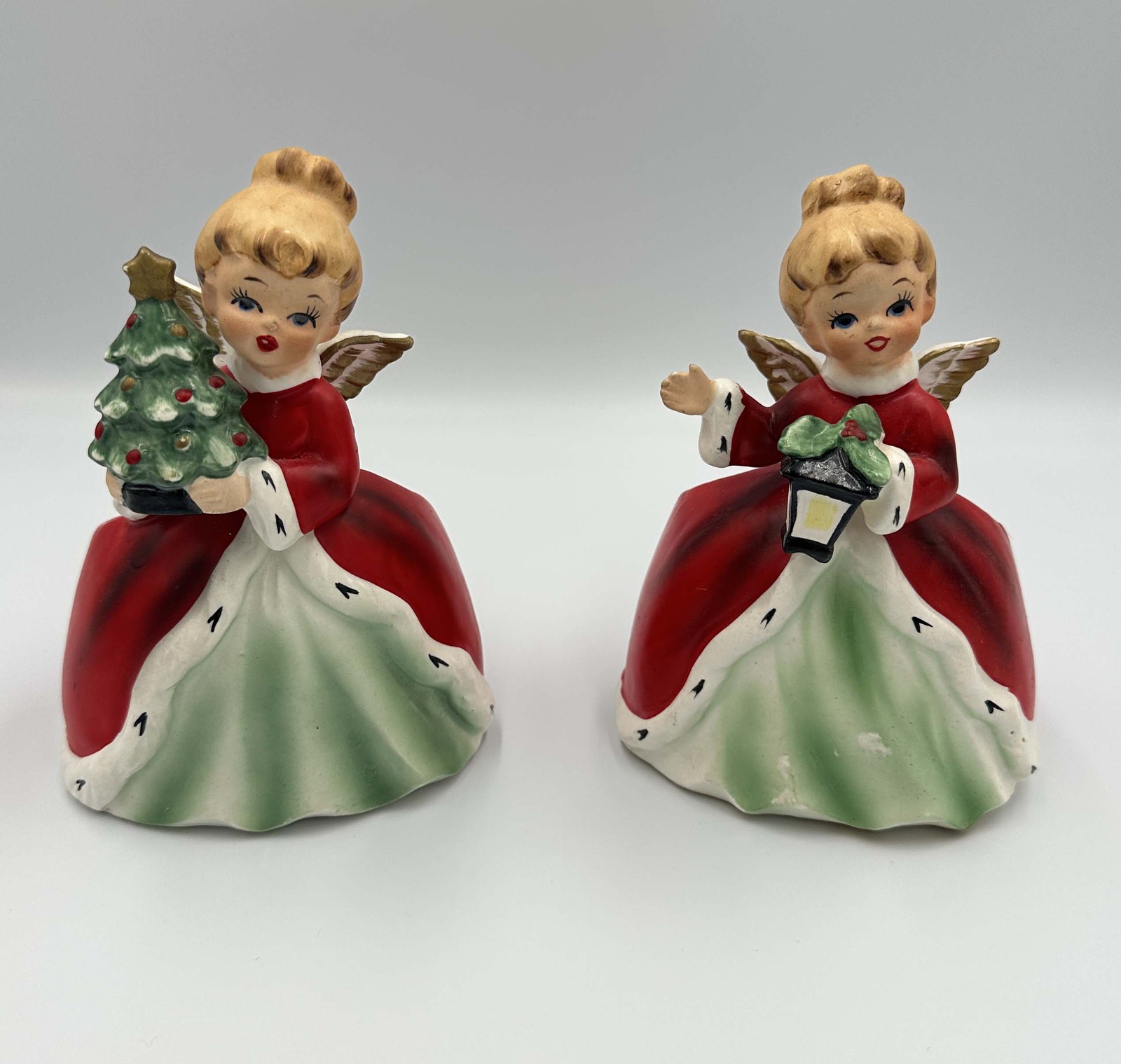 Vtg Lot 2 Napco Napcoware Christmas Tree Angels Lantern Planter Figurines Japan