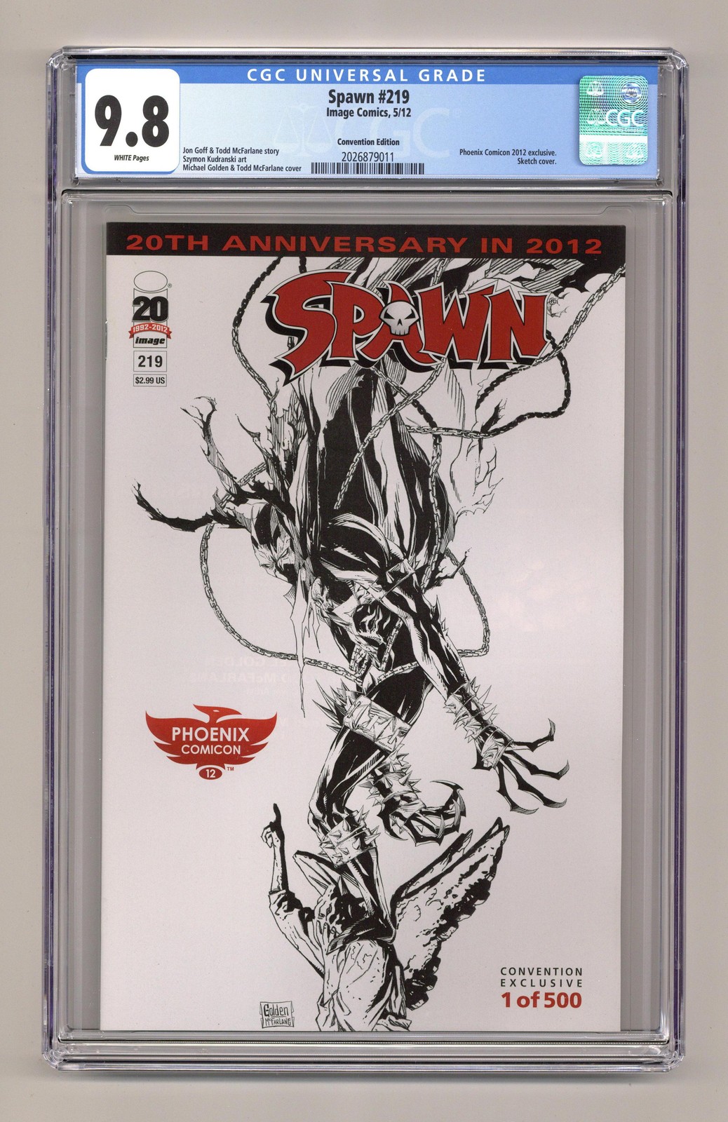 Spawn #219B Golden Phoenix B&W Variant CGC 9.8 2012 2026879011