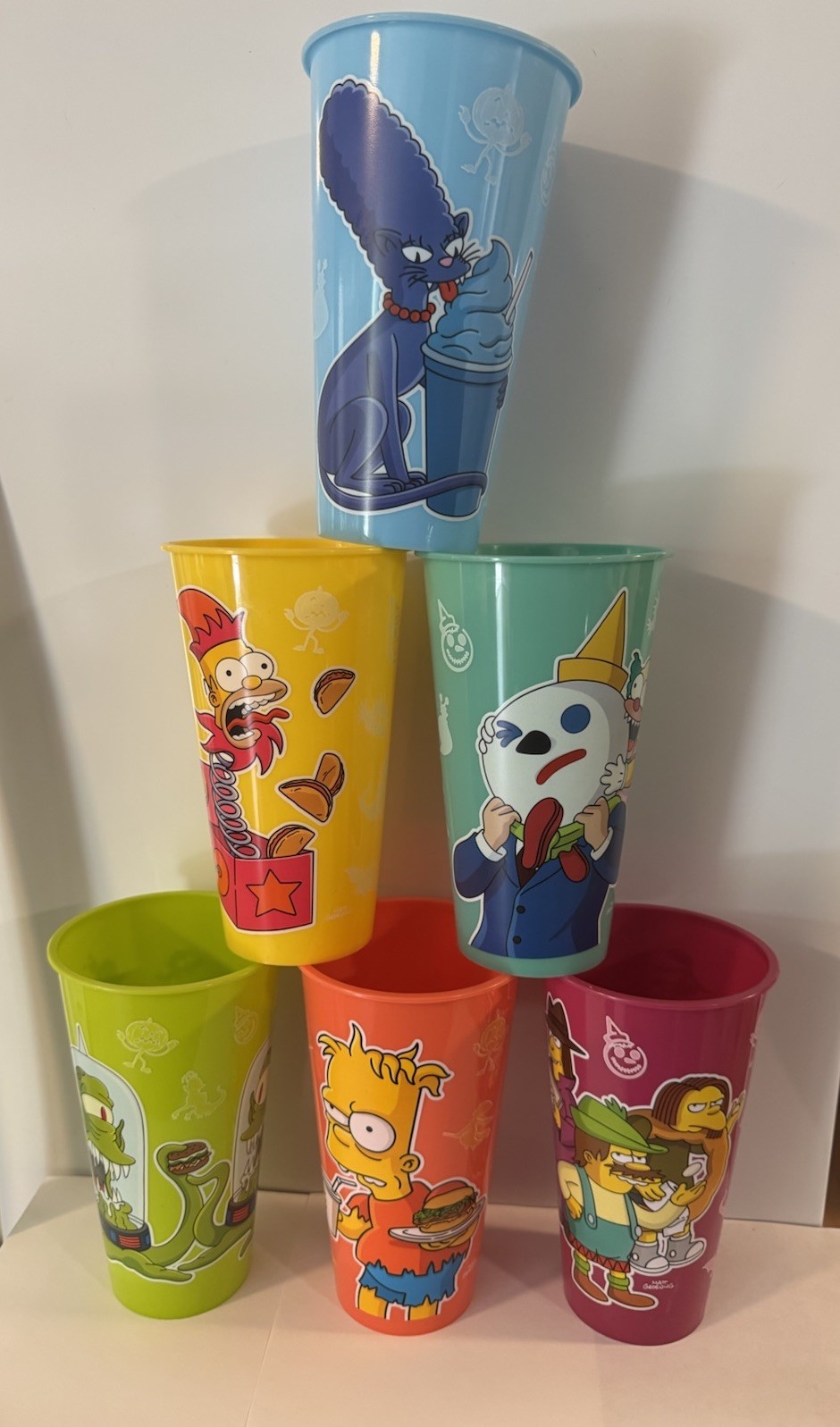 NEW LIMITED Jack In The Box Simpsons Glow In The Dark Cups Full Set Of 6