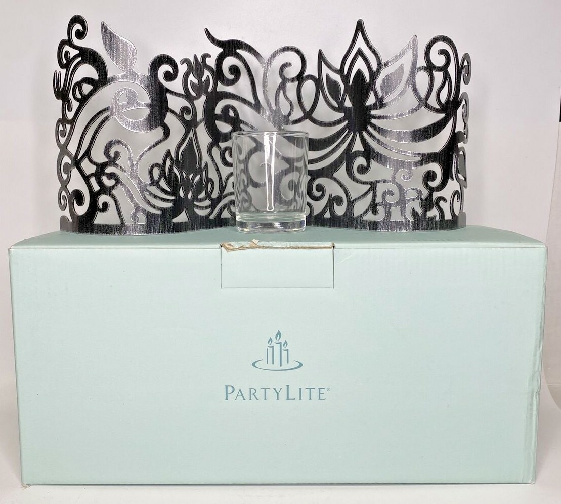 PartyLite Lotus Scroll Centerpiece Pair NIB P1D/P90241A