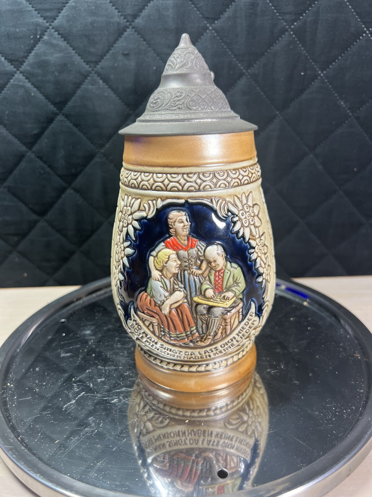Vintage Ceramarte “Wo man singt da lass dich nieder” 24 oz German Beer Stein Mug Vintage Ceramarte “Wo man singt da lass dich nieder” 24 oz German Beer Stein Mug