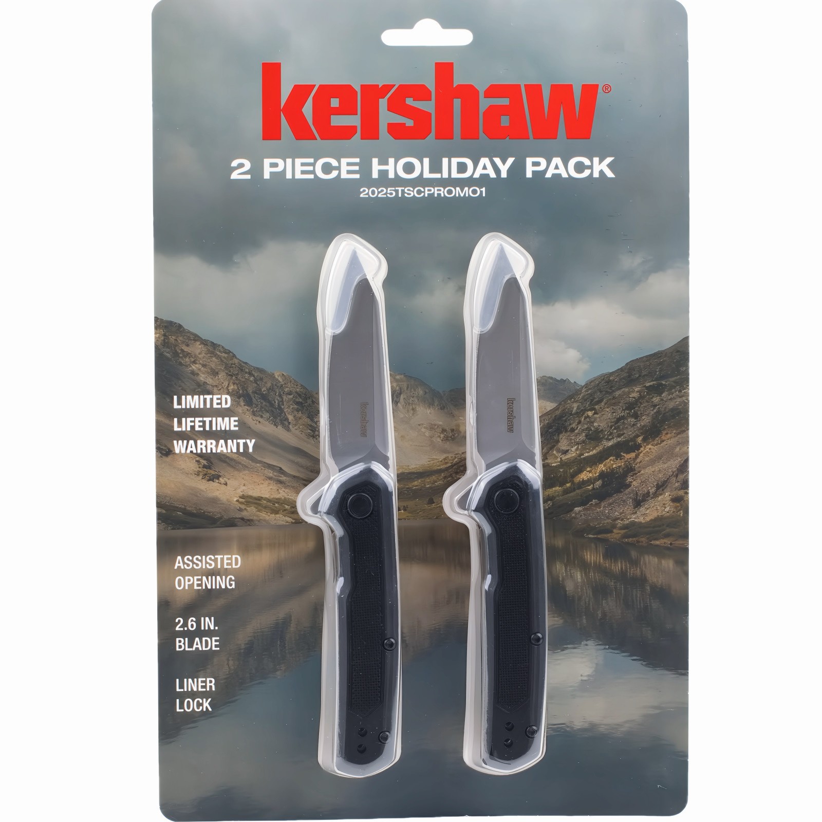 Kershaw Linerlock A/O Tactical Folding Pocket Knife Set of 2 KS7017 Black