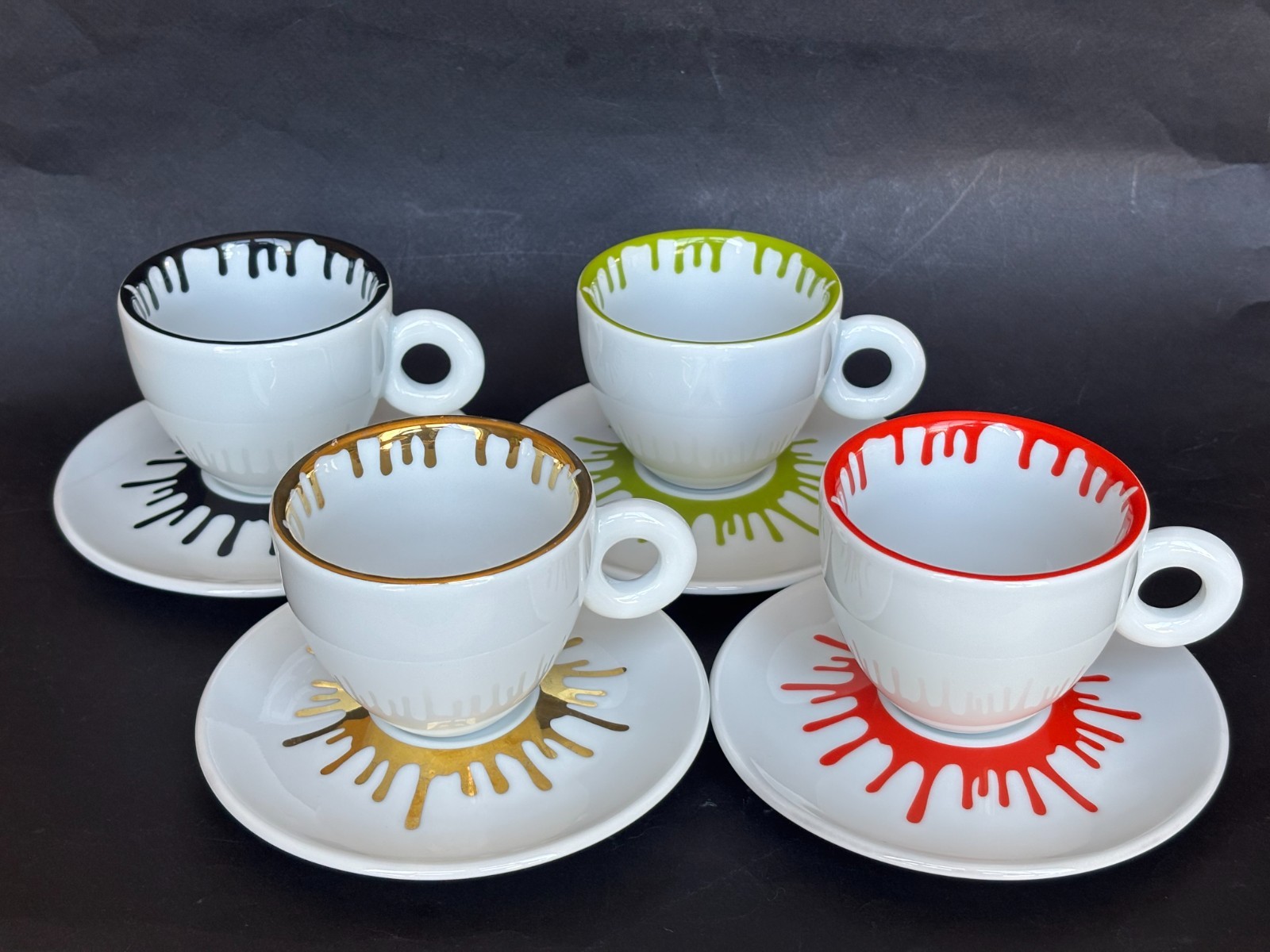 FOUR Illy Collection 2020 Ai Weiwei Capuccino Coffee Cup and Saucer Set of 4
