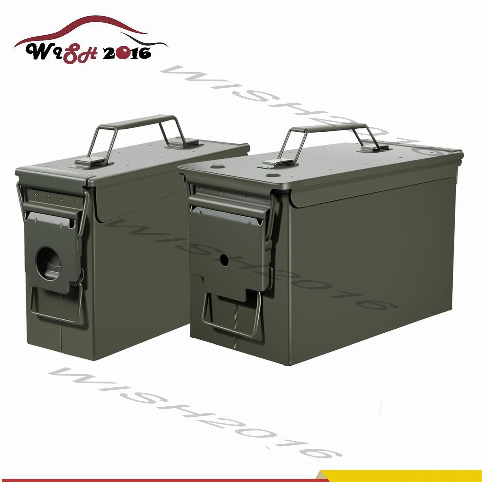 2pcs Metal Ammo Storage Boxes 30 & 50 Cal Ammo Cans Military Steel Box Set