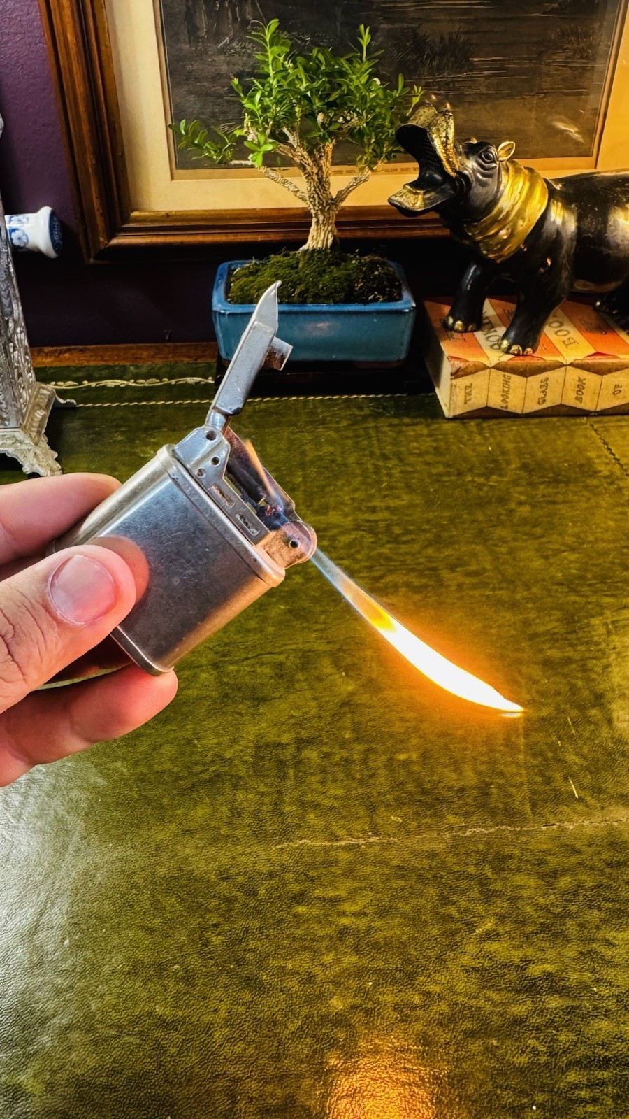 Beautiful 1940 Beattie Jet Silver Chrome Petrol Pipe Lighter Tested Working