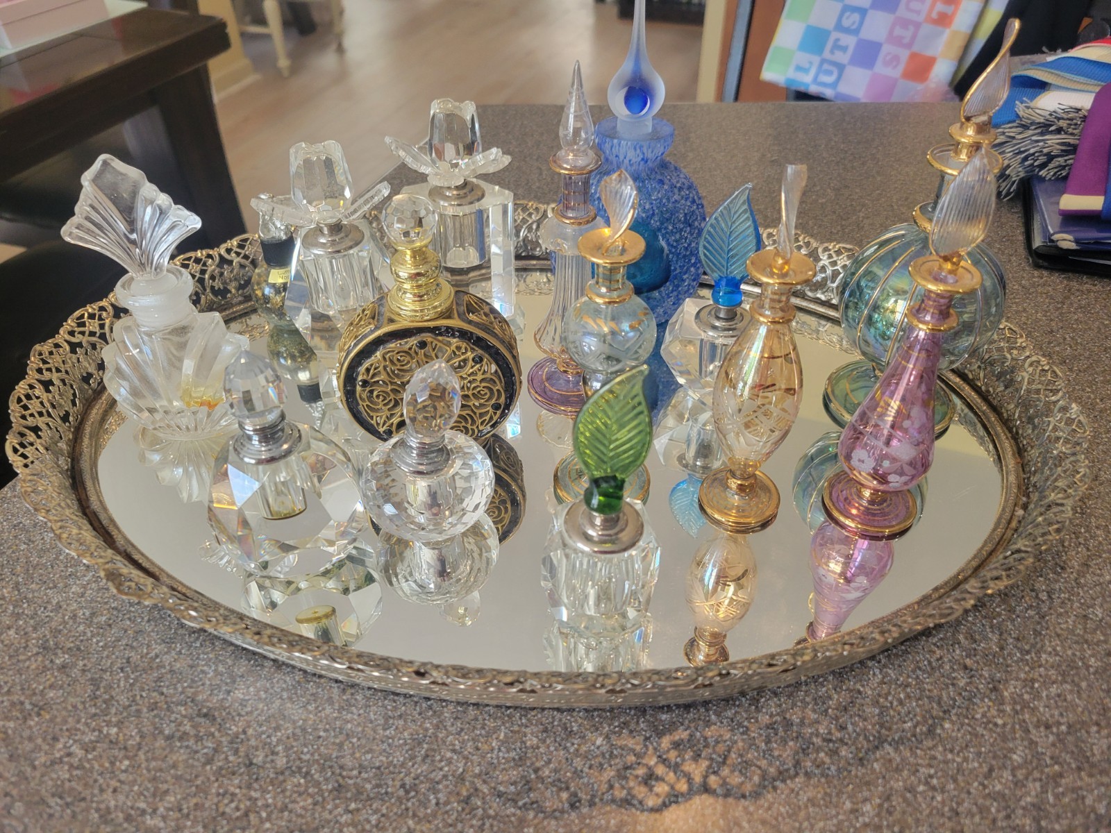 Vtg Perfume Bottles Glass Mini Hurricane Oil Lamp Lot Of  15 Empty Assorted