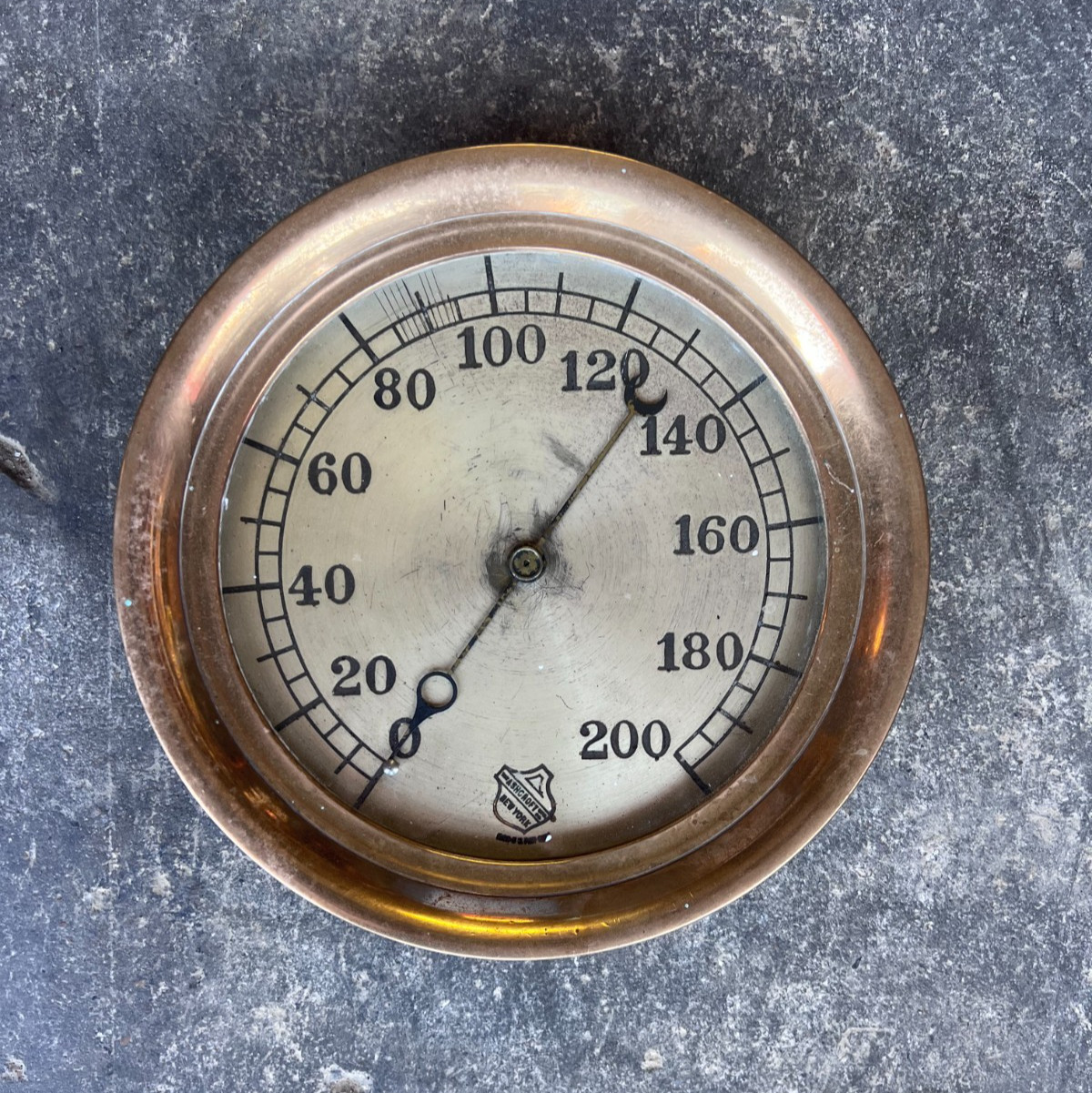 Vintage Ashcroft Brass 0-200 PSI Pressure Gauge Large Industrial Antique