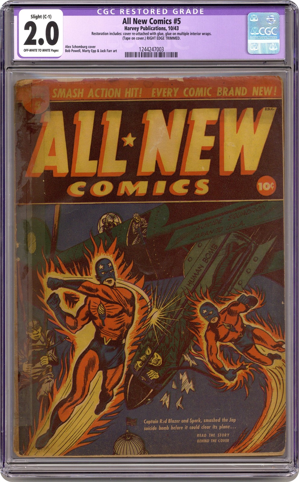 All-New Comics #5 CGC 2.0 RESTORED 1943 1244247003