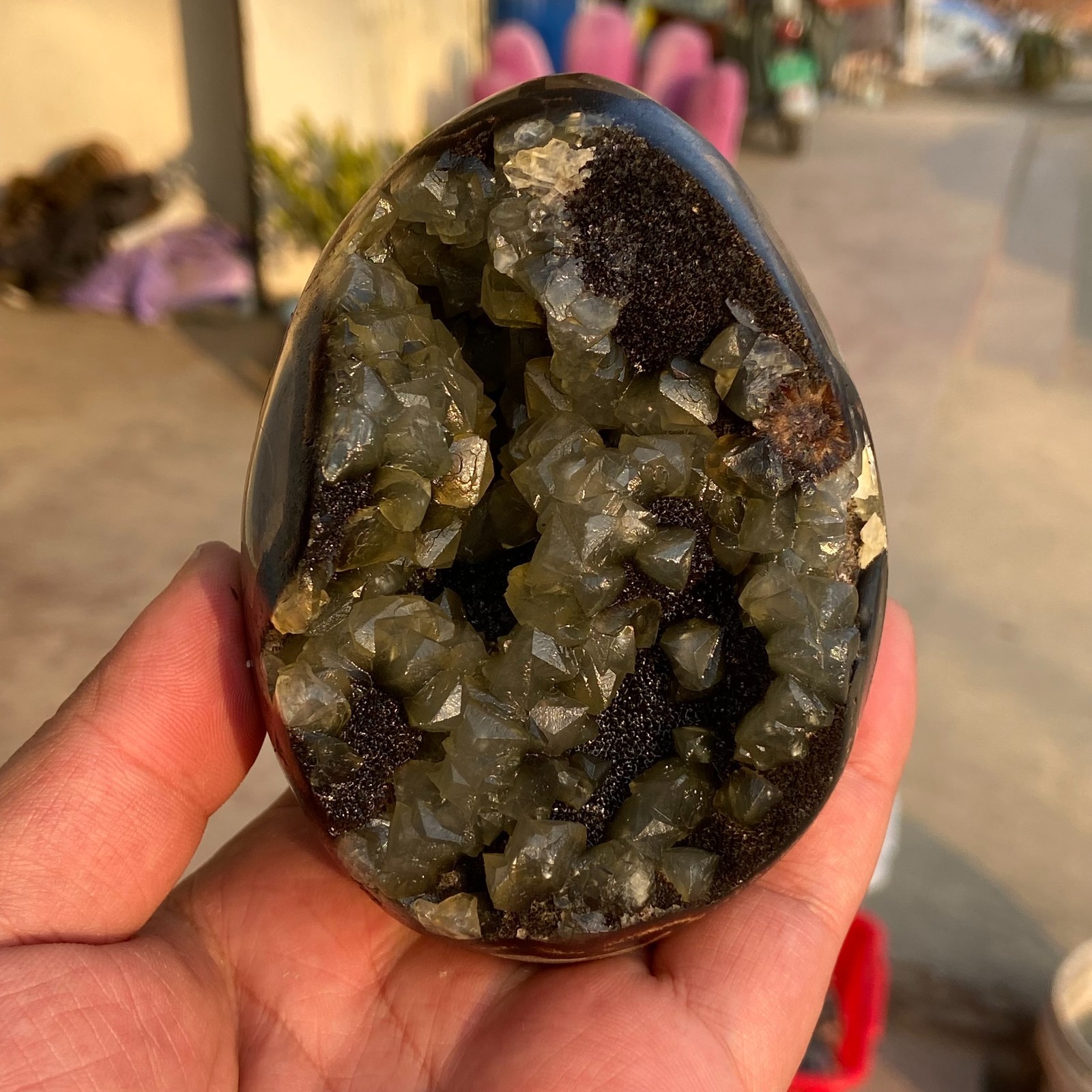 740g Natural Dragon Septarian Septarium Calcite/ Egg Crystal Geode Specimen