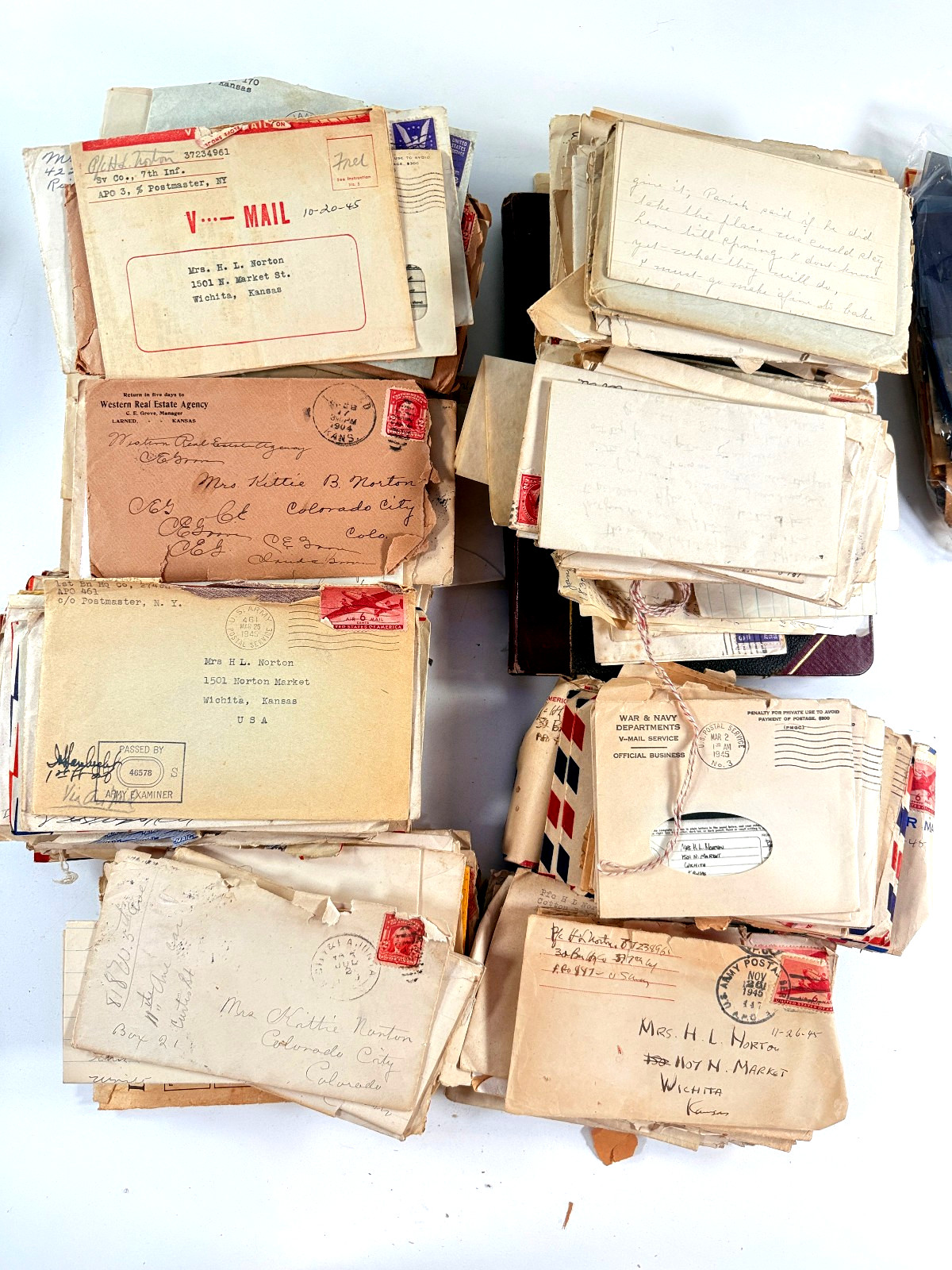 HUGE WW1 WW2 Soldier Letters NORTON Kansas Larned French Germany homefront HUGE WW1 WW2 Soldier Letters NORTON Kansas Larned French Germany homefront