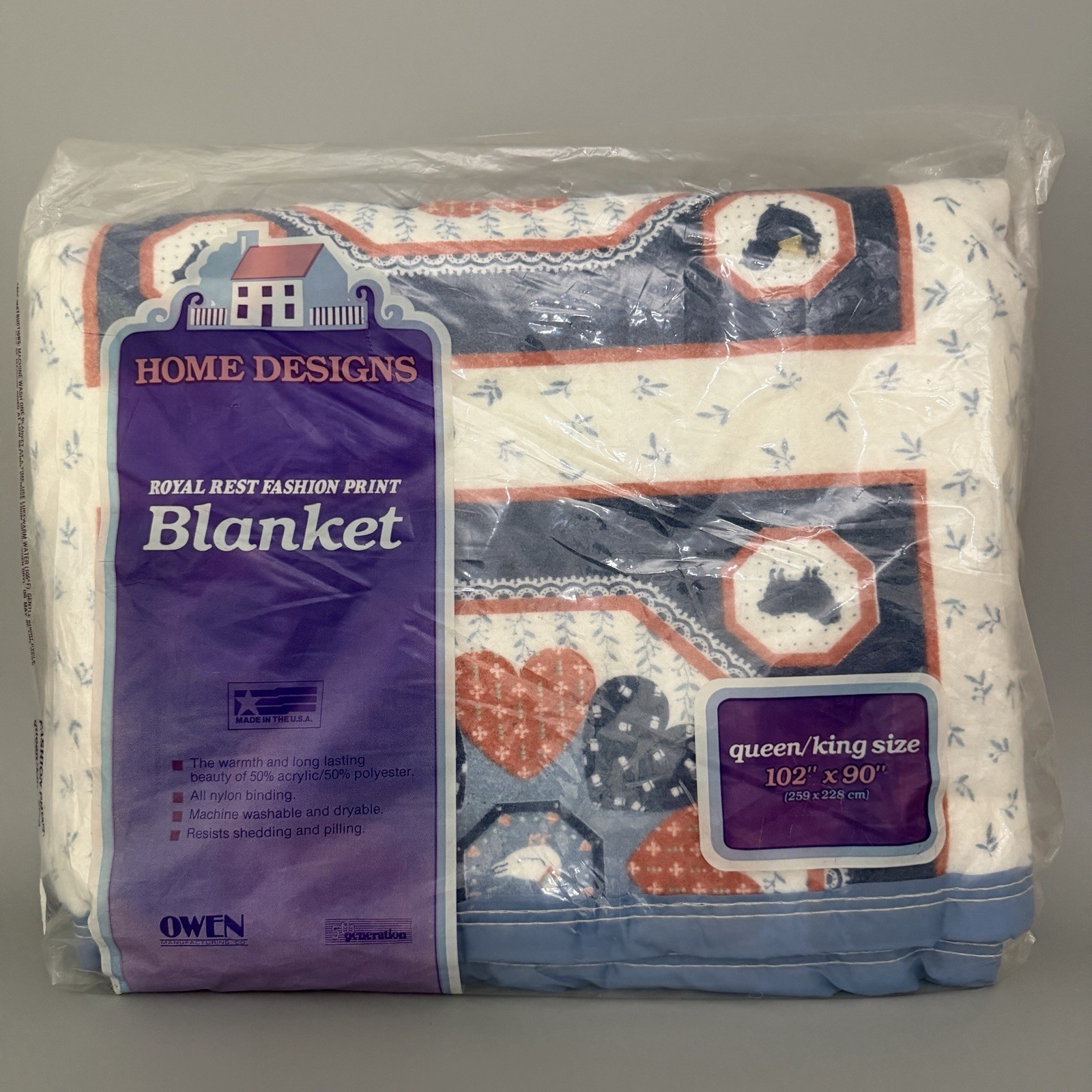 Vintage Owen Blanket Queen King Country Goose Farm Cottagecore Grannycore USA