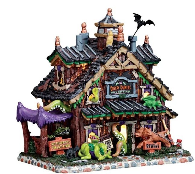 Lemax Spooky Town Halloween Village House-Creepy Crawlies Pet Sitting-2017