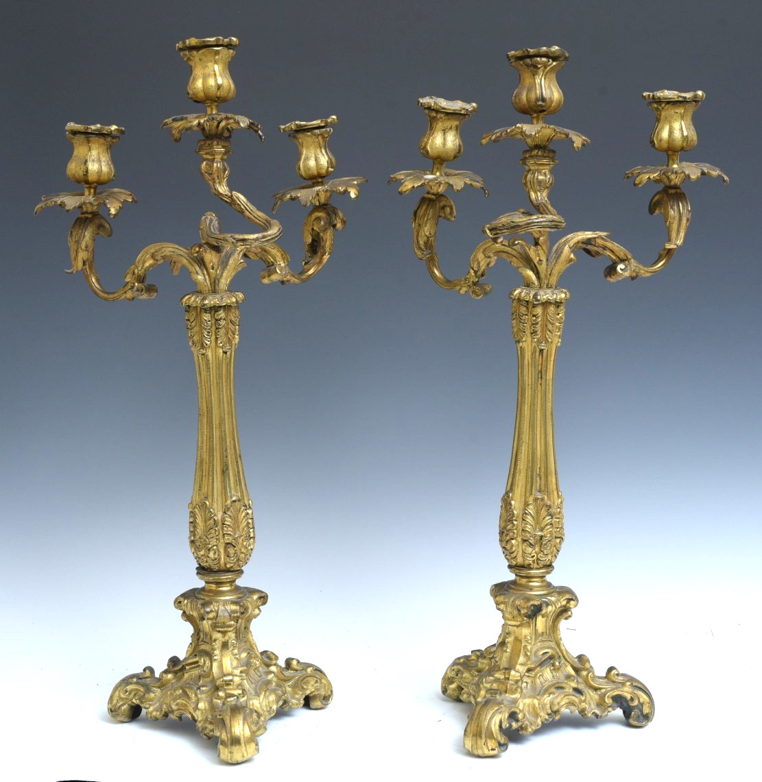 HUGE Pair of French Gilt Bronze Belle Epoch Candelabra, 25\ HUGE Pair of French Gilt Bronze Belle Epoch Candelabra, 25\