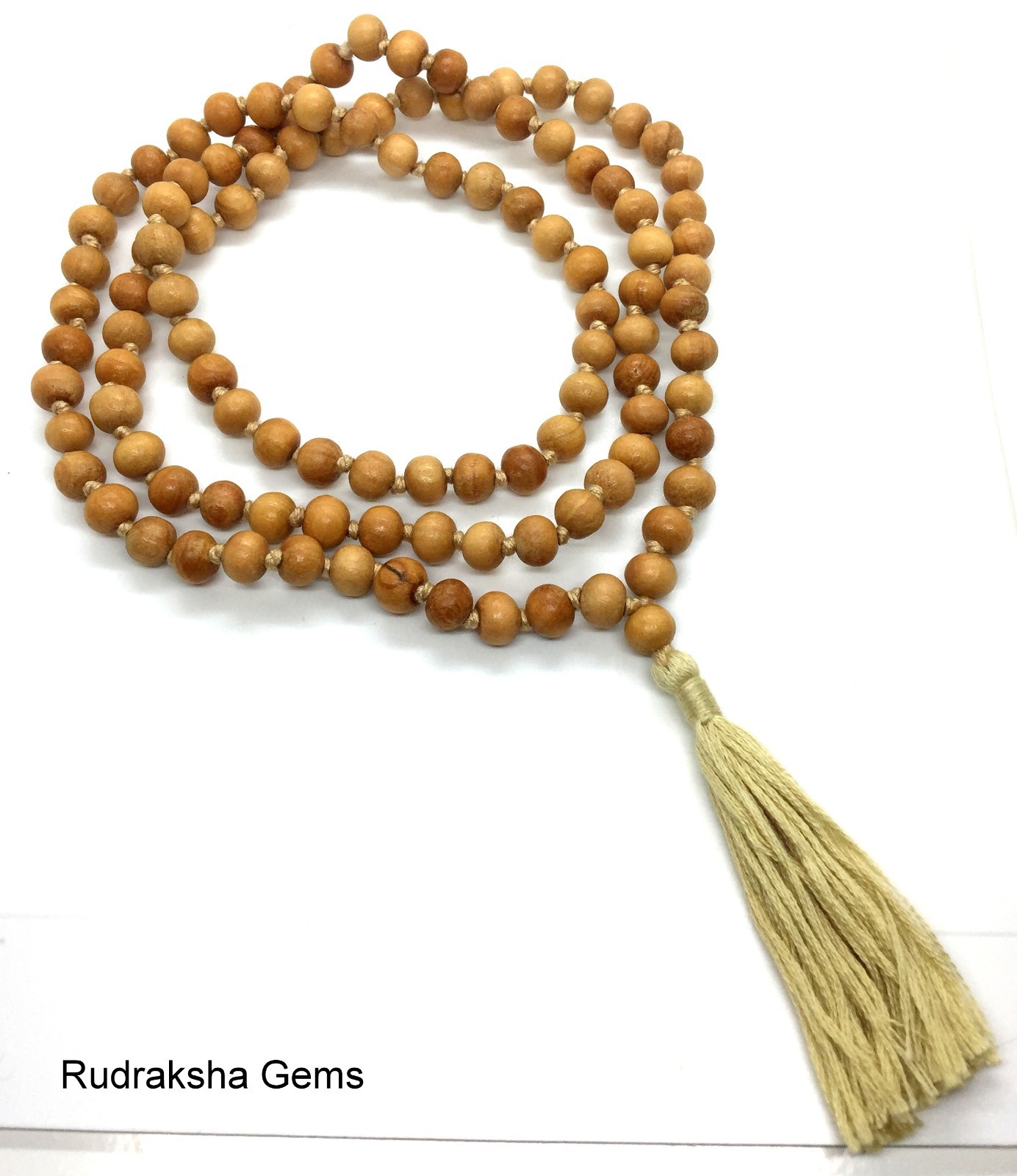 White Sandalwood Mala 108 Mantra Beads Buddhist Meditation Yoga Rosary Necklace