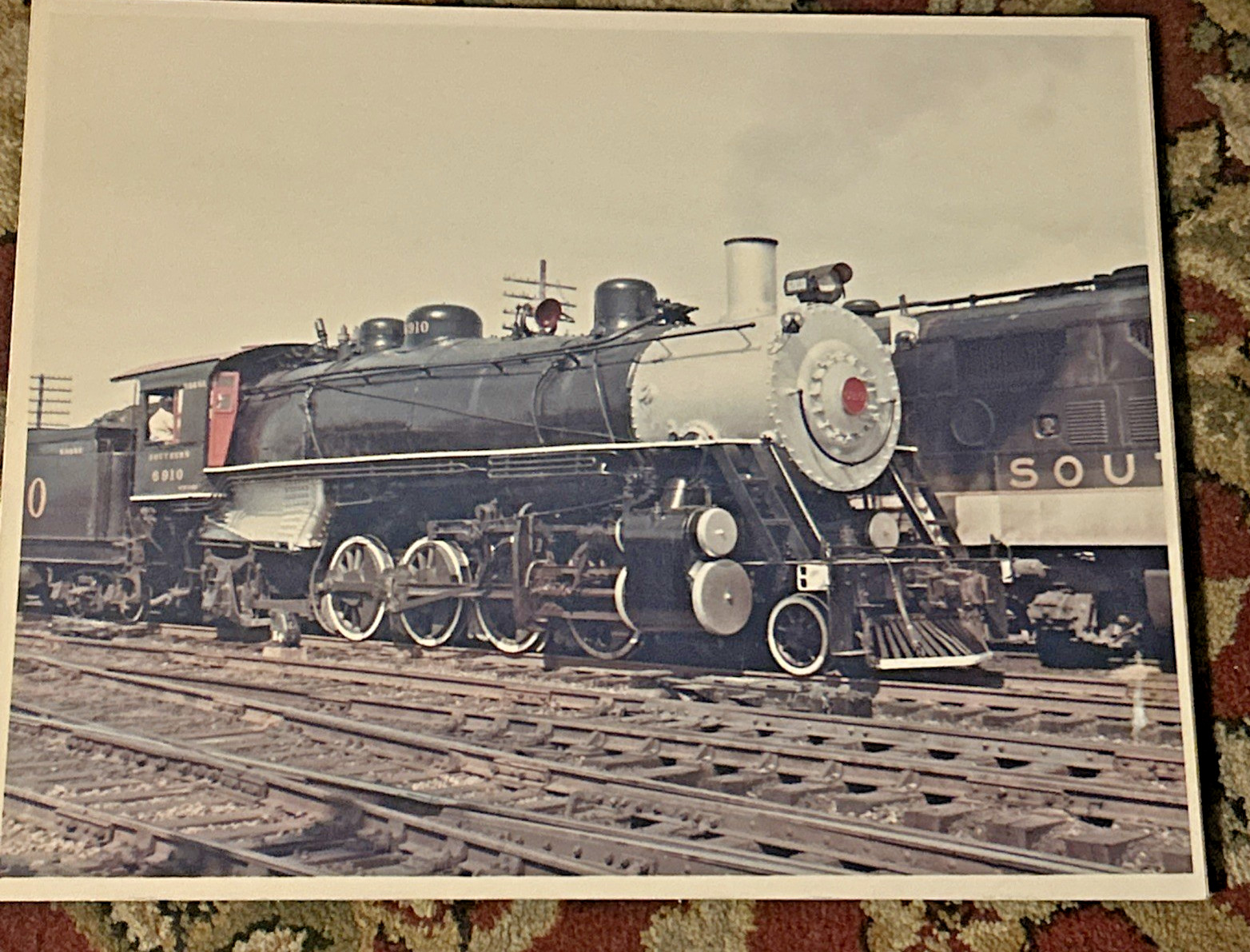 Vintage Southern Railway NO&NE Steam Locomotive 6910 Photo 40s Mikado fiber base Vintage Southern Railway NO&NE Steam Locomotive 6910 Photo 40s Mikado fiber base