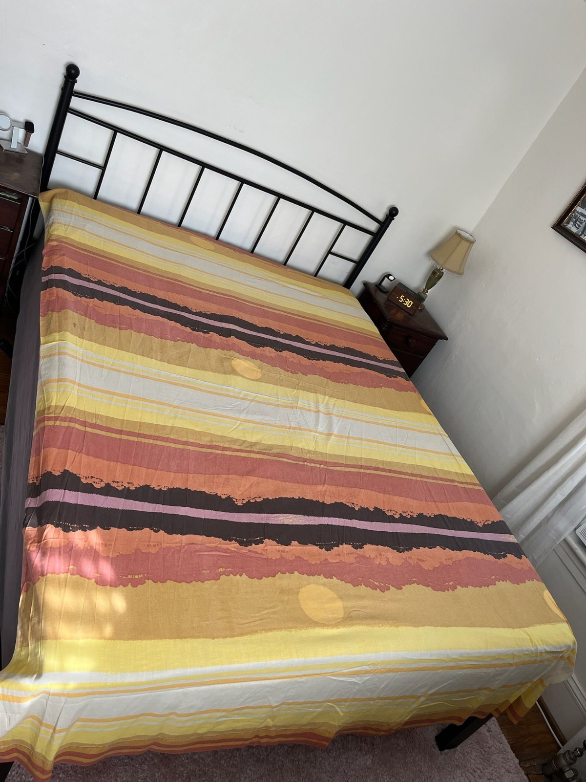 VTG Burlington Twin Flat Bed Sheet Sunscape 70s Scenic Sunset Cabin Lake House