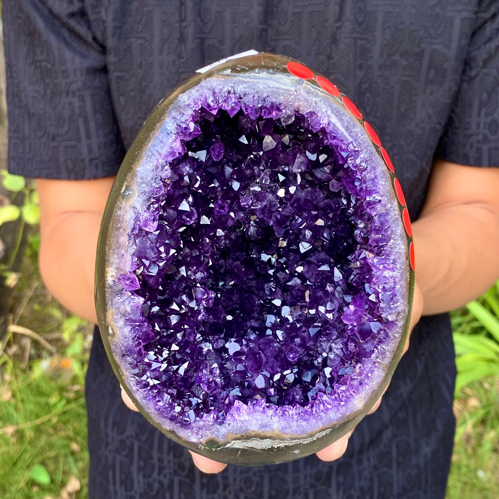 3.85LB High quality Natural Amethyst geode quartz crystal Dinosaur egg healing