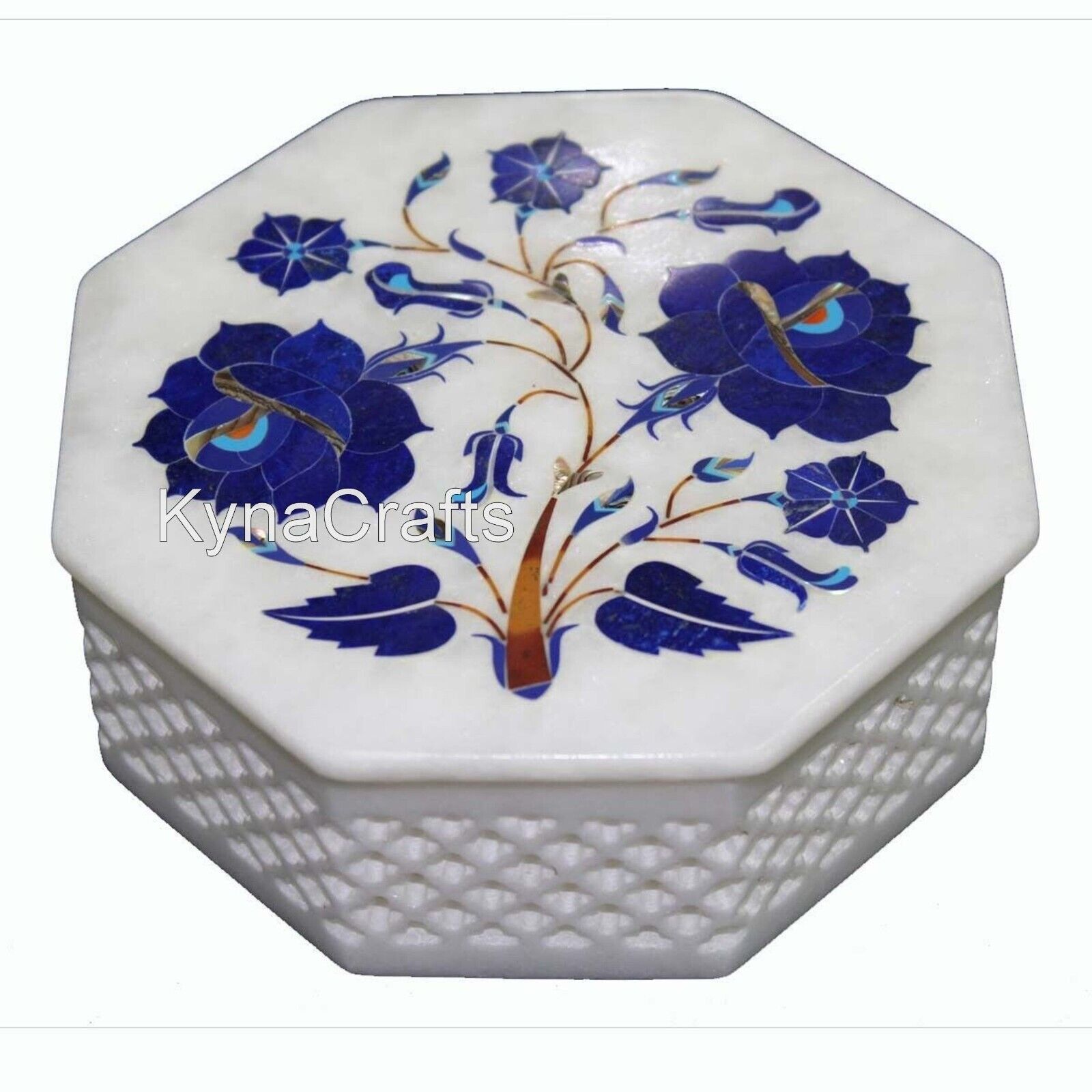 Hand Carving Work Jewelry Box White Marble Decorative Box with Luxurious Look