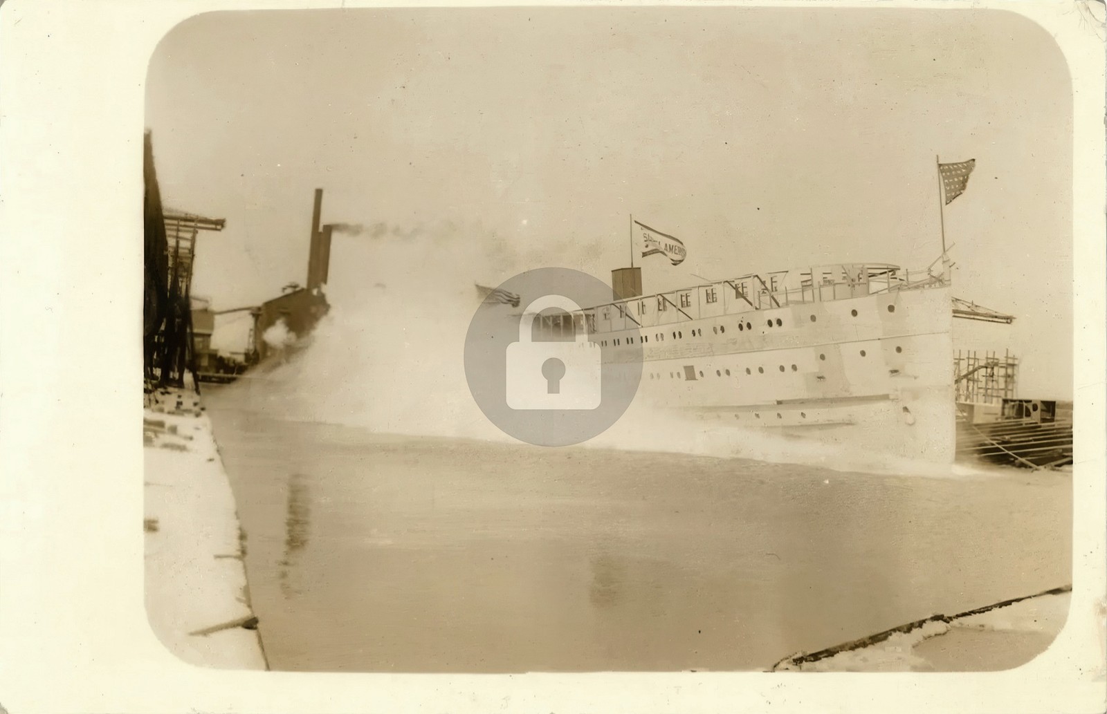 Great Lakes Passenger Steamer Ship South American Launching RPPC Postcard COPY