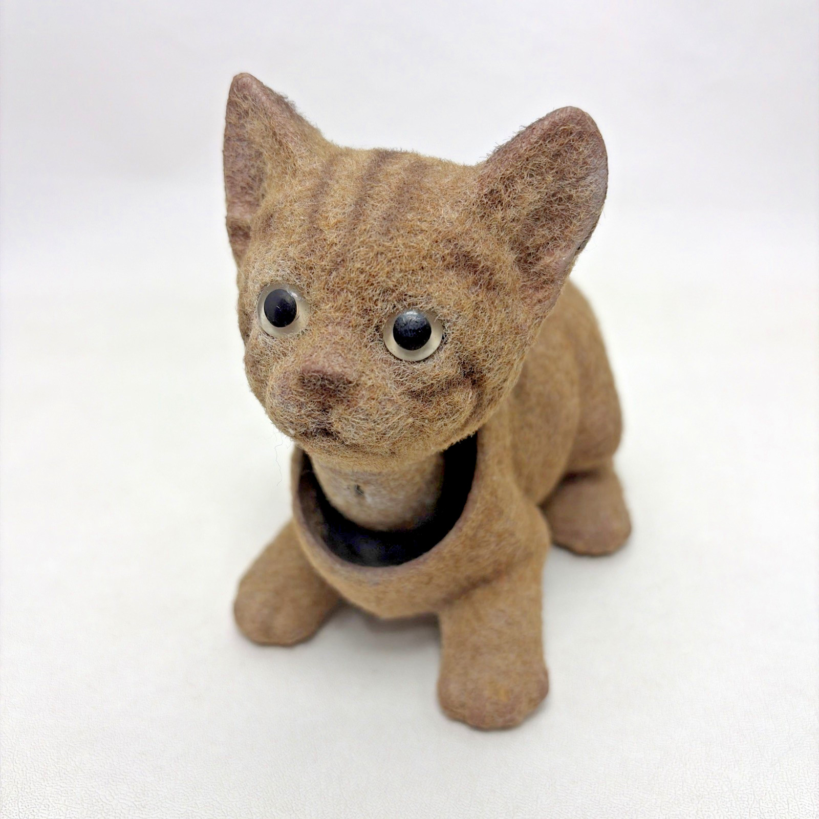 Vintage Norleans Flocked 6” Nodder Bobblehead Tabby Cat Figure Glass Eyes Japan Vintage Norleans Flocked 6” Nodder Bobblehead Tabby Cat Figure Glass Eyes Japan