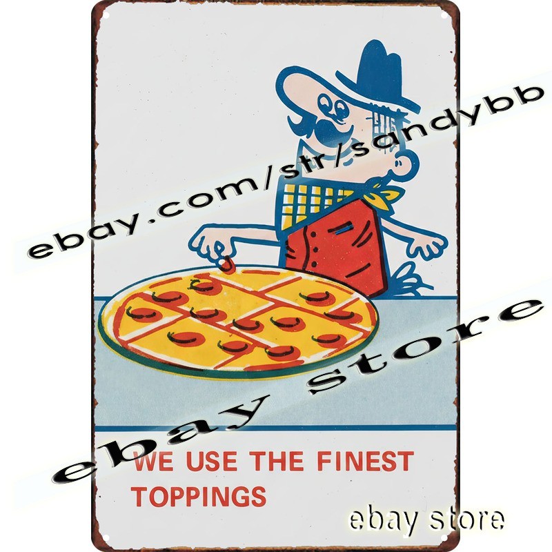 1970s Pizza Chef Finest Toppings Food Advertising Tin Sign tins collectible