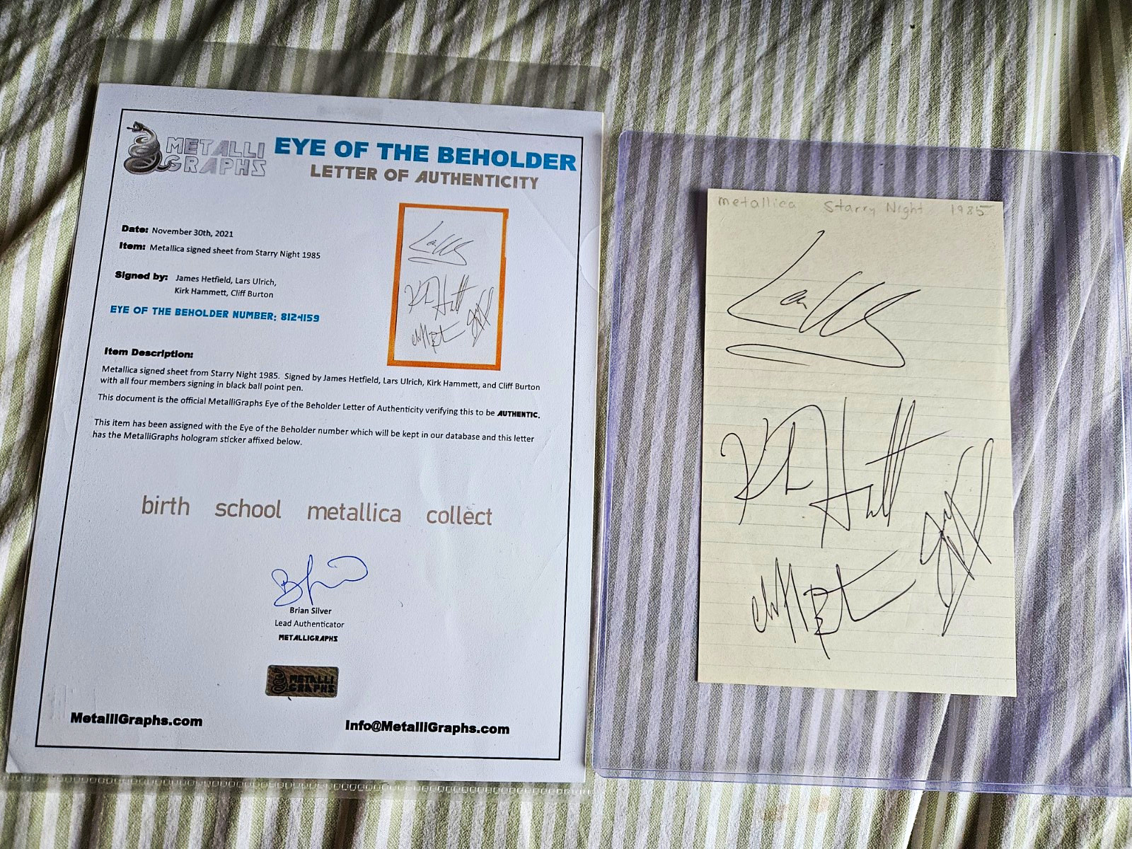 Metallica Signed Cliff Burton Full Set From 1985 Authenticated By Metalligraphs Metallica Signed Cliff Burton Full Set From 1985 Authenticated By Metalligraphs