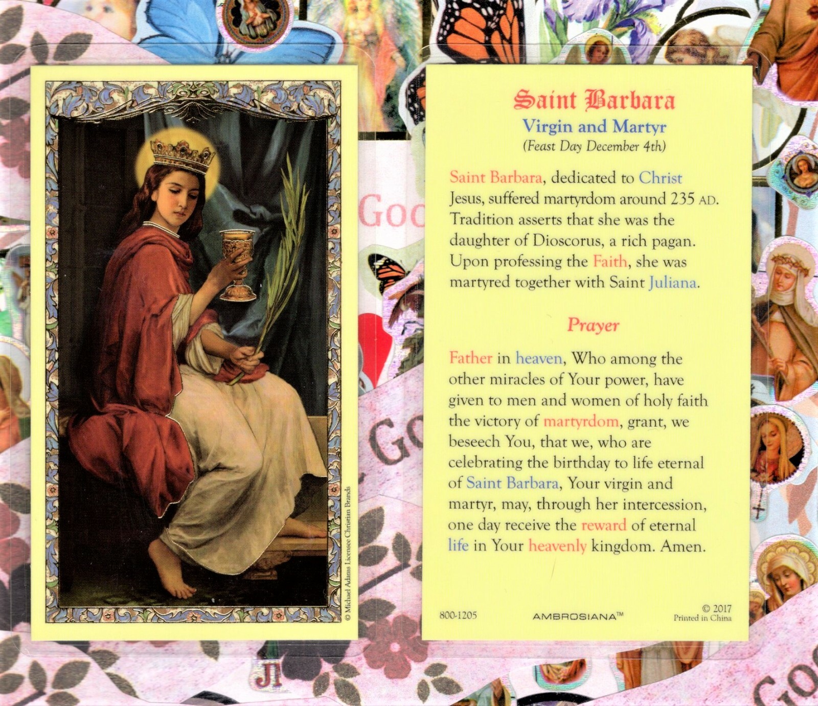 St. Saint Barbara - Prayer & History - Laminated Holy Card 1205 St. Saint Barbara - Prayer & History - Laminated Holy Card 1205